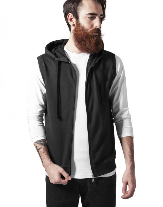 Мъжки суичър в черно Urban Classics Sleeveless Terry Zip Hoody, Urban Classics, Суичъри с цип - Complex.bg