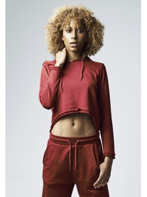 Дамски суичър в цвят бордо Urban Classics Ladies Cropped Terry Hoody 