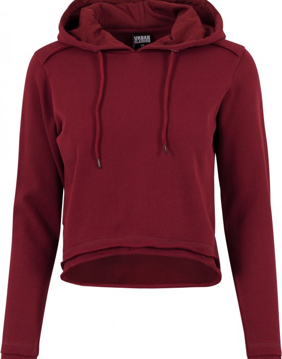 Дамски суичър в цвят бордо Urban Classics Ladies Cropped Terry Hoody, Urban Classics, Суичъри - Complex.bg