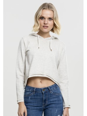 Дамски суичър в бял меланж Urban Classics Ladies Cropped Terry Hoody 