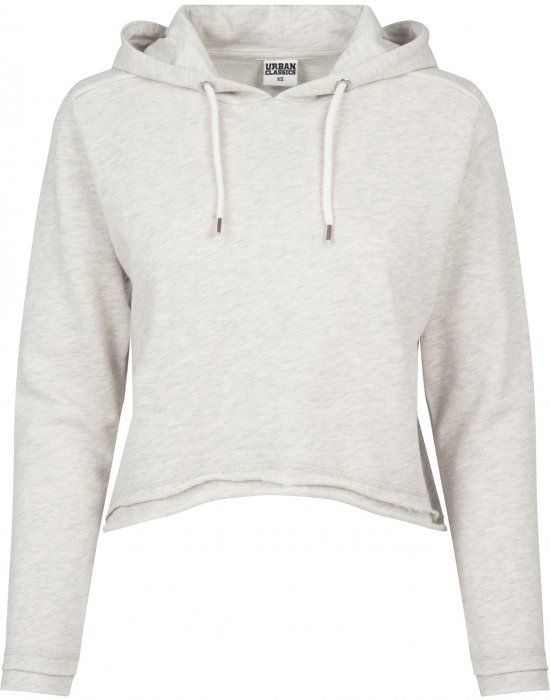 Дамски суичър в бял меланж Urban Classics Ladies Cropped Terry Hoody, Urban Classics, Суичъри - Complex.bg