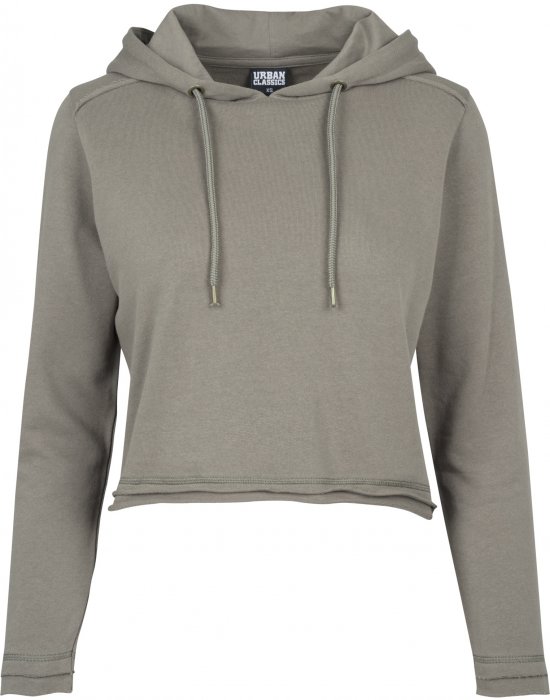 Дамски суичър в цвят маслина Urban Classics Ladies Cropped Terry Hoody, Urban Classics, Суичъри - Complex.bg