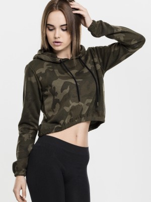  Дамски суичър в цвят маслина Urban Classics Ladies Camo Cropped Hoody 