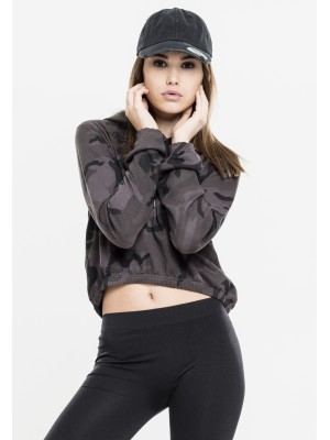 Дамски суичър в тъмносив камуфлаж Urban Classics Ladies Camo Cropped Hoody