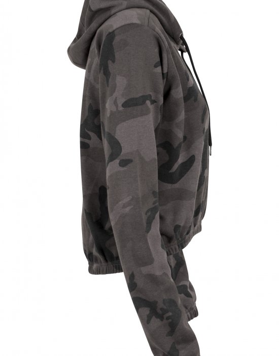 Дамски суичър в тъмносив камуфлаж Urban Classics Ladies Camo Cropped Hoody, Urban Classics, Суичъри - Complex.bg