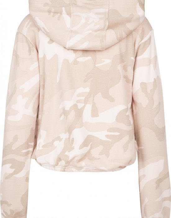 Дамски суичър в розов камуфлаж Urban Classics Ladies Camo Cropped Hoody, Urban Classics, Суичъри - Complex.bg