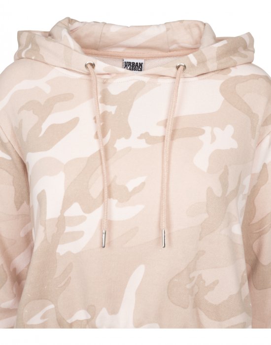 Дамски суичър в розов камуфлаж Urban Classics Ladies Camo Cropped Hoody, Urban Classics, Суичъри - Complex.bg