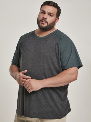 Мъжка тениска Urban Classics с ръкави тип реглан в графит и зелено charcoal/bottlegreen