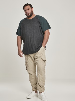 Мъжка тениска Urban Classics с ръкави тип реглан в графит и зелено charcoal/bottlegreen