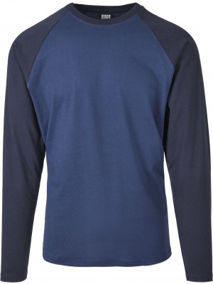 Мъжка блуза Urban Classics LS в синьо darkblue/midnightnavy