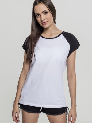 Дамска тениска с реглан ръкави Urban Classics в черно и бяло