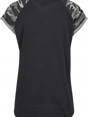 Дамска тениска с реглан ръкави Urban Classics в черно и камуфлаж