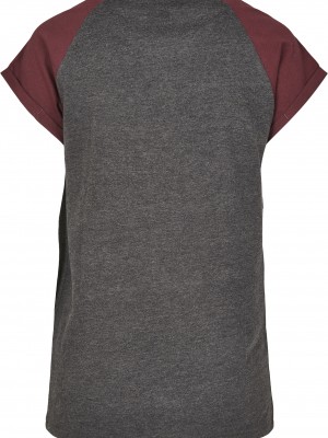 Дамска тениска с реглан ръкави Urban Classics в графит и червено charcoal/redwine