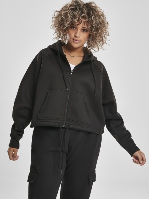 Къс дамски суичър с цип Urban Classics в черно