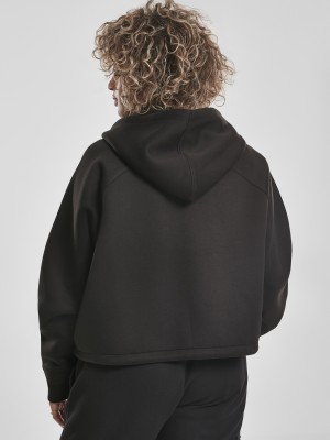 Къс дамски суичър с цип Urban Classics в черно