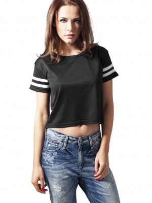 Къса дамска тениска Urban Classics от микро меш в черно