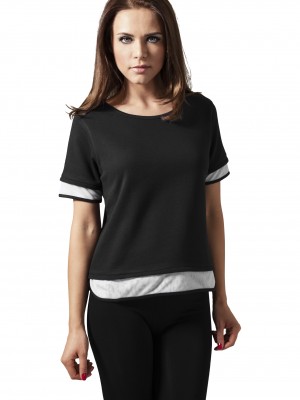 Къса дамска тениска Urban Classics Terry в черно