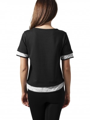 Къса дамска тениска Urban Classics Terry в черно