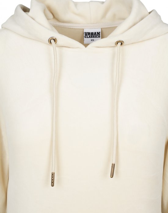 Дамски суичър в пясъчен цвят Urban Classics Ladies Velvet Hoody, Urban Classics, Суичъри - Complex.bg