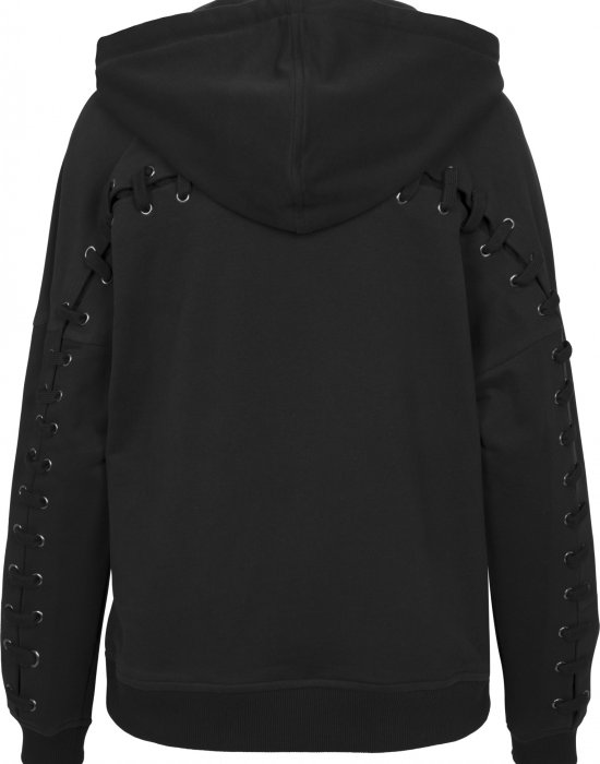 Дамски суичър в черно Urban Classics Ladies Laced-Up Hoody, Urban Classics, Суичъри - Complex.bg