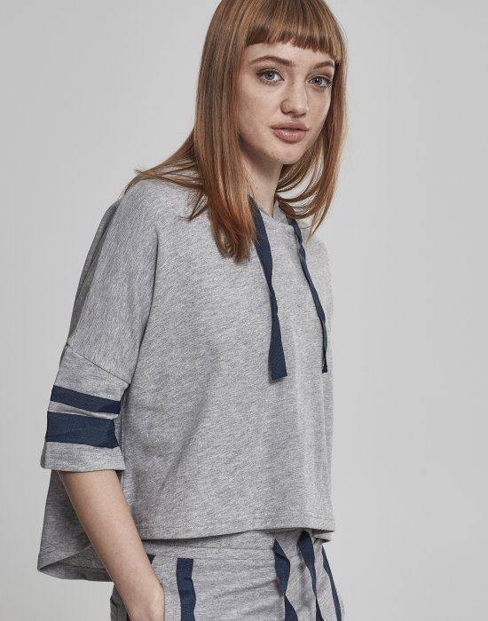 Дамски суичър в сиво Urban Classics Ladies Taped Short Sleeve Hoody, Urban Classics, Суичъри - Complex.bg