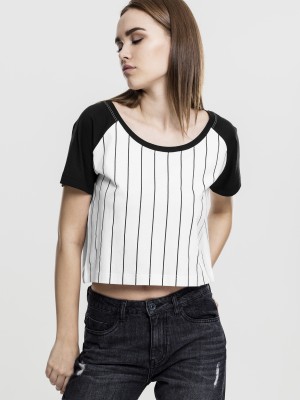 Къса дамска бейзболна тениска Urban Classics в бяло wht/blk 