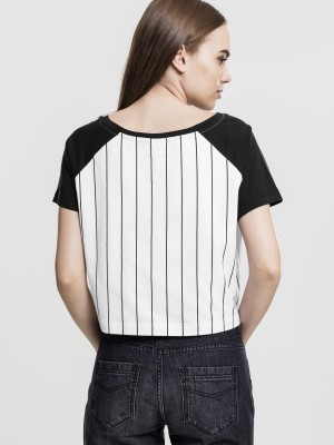 Къса дамска бейзболна тениска Urban Classics в бяло wht/blk 