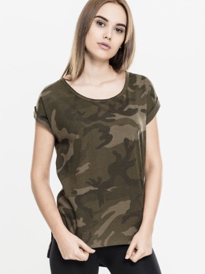 Асиметрична дамска тениска Urban Classics в зелен камуфлаж
