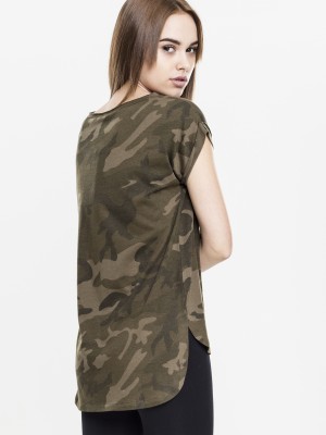Асиметрична дамска тениска Urban Classics в зелен камуфлаж