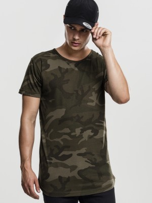 Асиметрична мъжка тениска Urban Classics в зелен камуфлаж