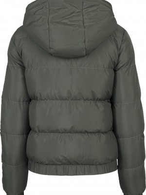 Дамско яке Urban Classics Hooded Puffer в цвят маслина Дамско яке Urban Classics Hooded Puffer в цвят маслина