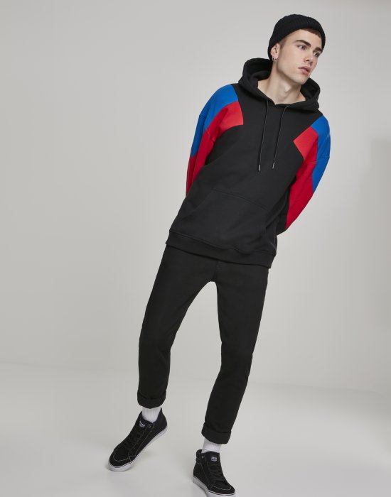 Мъжки суичър в  черно Urban Classics Oversize 3-Tone Hoody, Urban Classics, Суичъри - Complex.bg