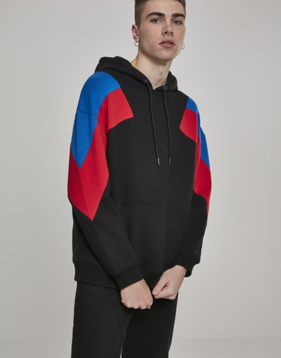 Мъжки суичър в  черно Urban Classics Oversize 3-Tone Hoody, Urban Classics, Суичъри - Complex.bg