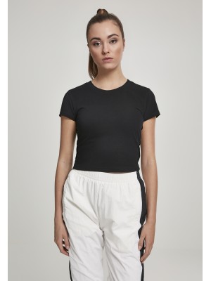 Къса памучна дамска тениска Urban Classics в черно