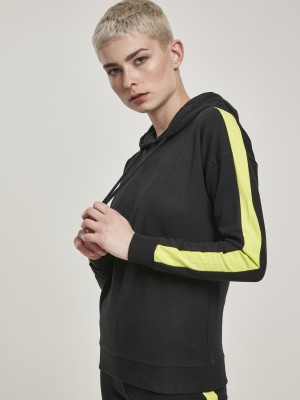 Дамски суичър в черно Urban Classics Ladies Neon Shoulder Stripe Hoody 