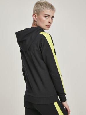 Дамски суичър в черно Urban Classics Ladies Neon Shoulder Stripe Hoody 