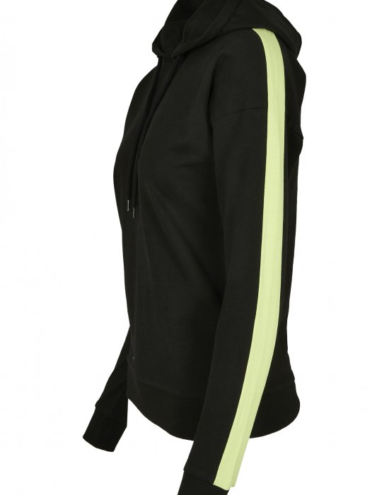 Дамски суичър в черно Urban Classics Ladies Neon Shoulder Stripe Hoody, Urban Classics, Суичъри - Complex.bg