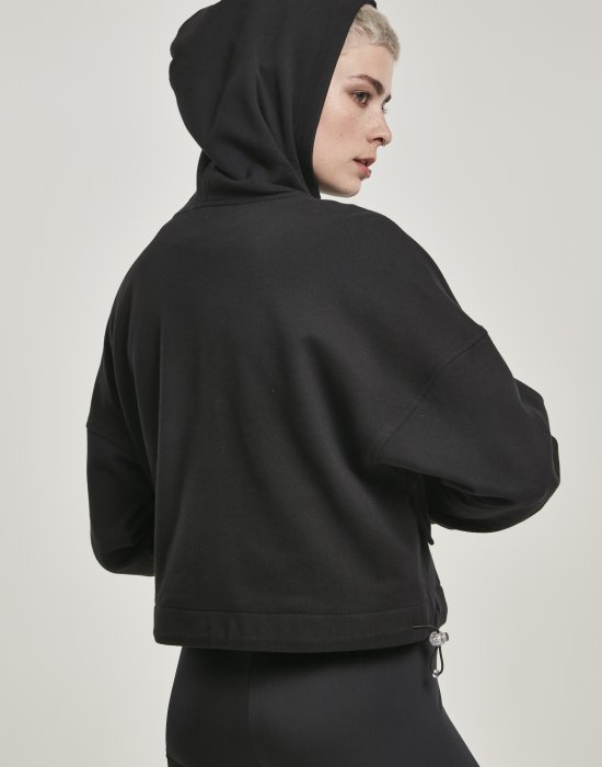 Дамски суичър в черно Urban Classics Ladies Short Worker Zip Hoody, Urban Classics, Суичъри - Complex.bg