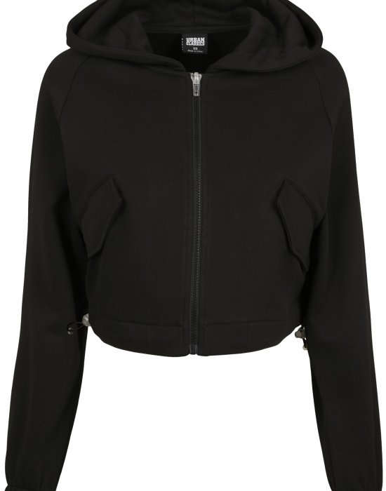 Дамски суичър в черно Urban Classics Ladies Short Worker Zip Hoody, Urban Classics, Суичъри - Complex.bg