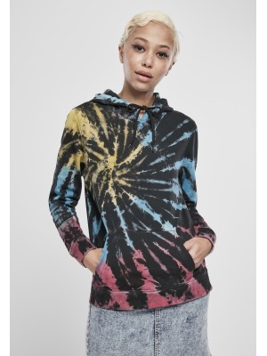 Дамски суичър черен Urban Classics Ladies Tie Dye Hoody 