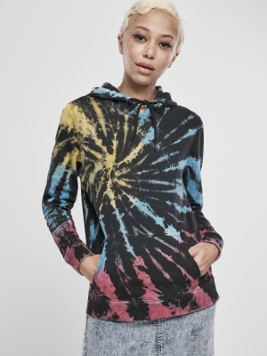 Дамски суичър черен Urban Classics Ladies Tie Dye Hoody 