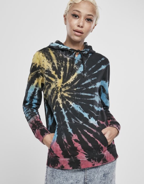 Дамски суичър черен Urban Classics Ladies Tie Dye Hoody, Urban Classics, Суичъри - Complex.bg