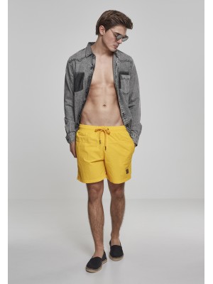 Мъжки плувни шорти Urban Classics Block в жълт цвят