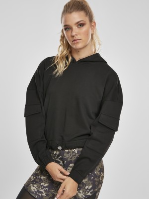 Дамски суичър в черно Urban Classics Ladies Short Worker Hoody