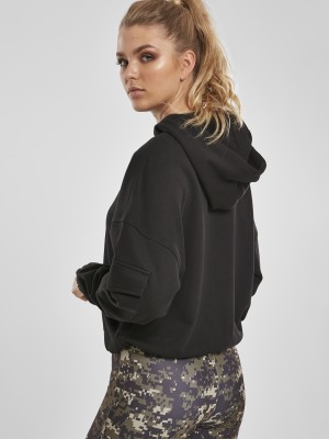 Дамски суичър в черно Urban Classics Ladies Short Worker Hoody