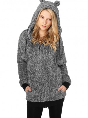  Дамски суичър в черно Urban Classics Ladies Melange Teddy Zip Hoody