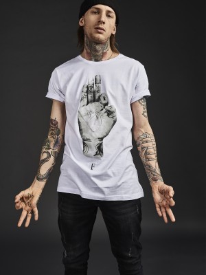 Мъжка тениска Famous FMS Sign в бяло