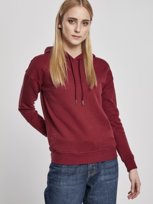 Дамски суичър в цвят бордо Urban Classics Ladies Organic Hoody