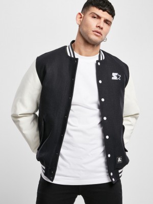 Мъжко колежанско яке STARTER черен и бял цвят