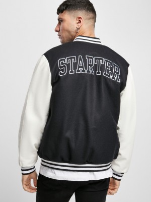 Мъжко колежанско яке STARTER черен и бял цвят